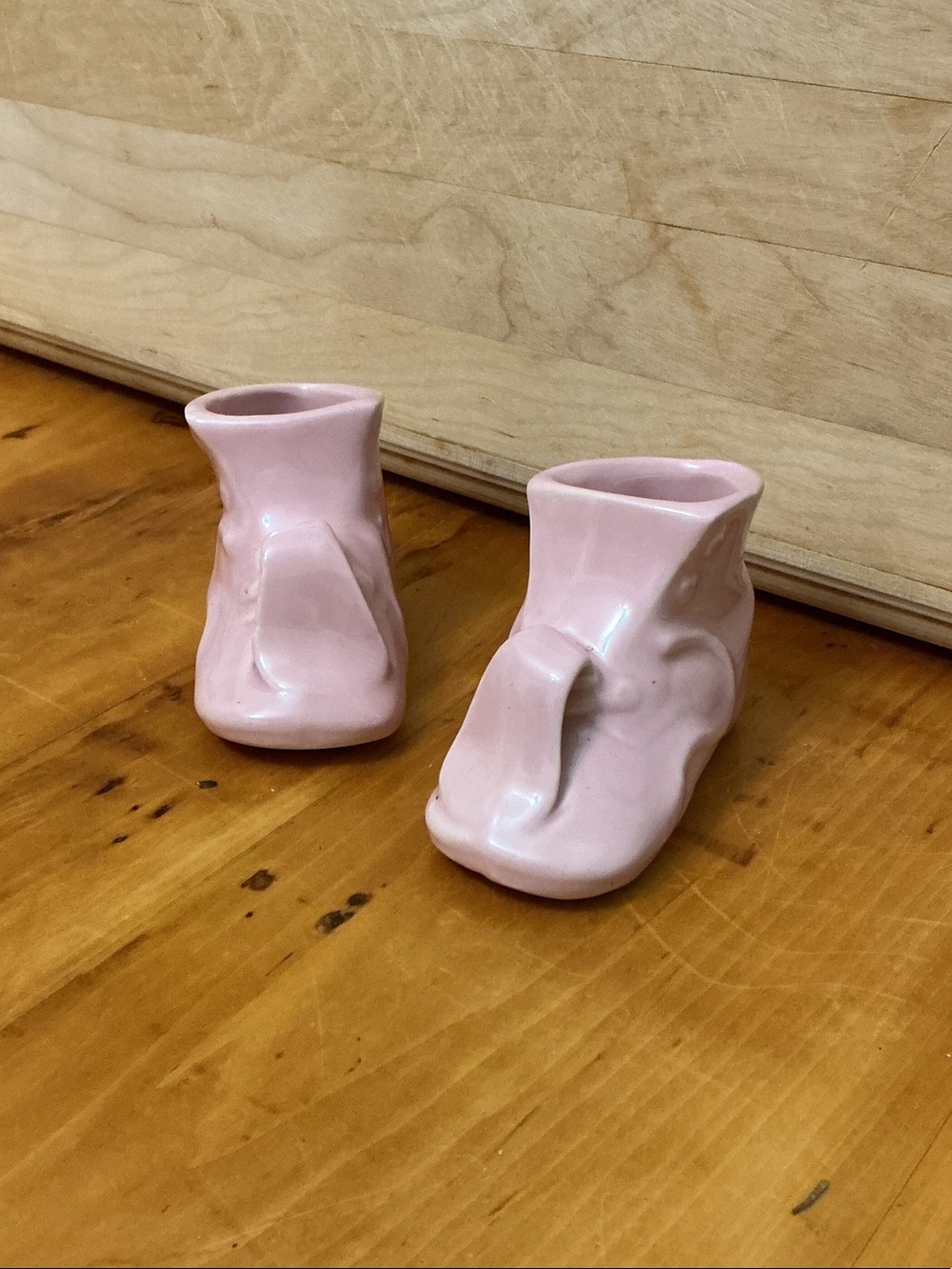 Vintage Antique Baby Shoes Pink Ceramic Planters Gift